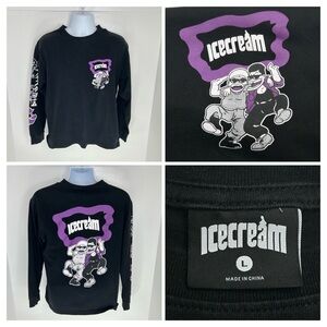 ICECREAM Billionaire Boys Club Nation Long Sleeve Graphic Shirt Size Large